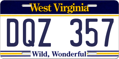WV license plate DQZ357