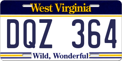 WV license plate DQZ364