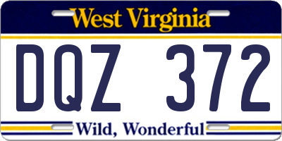 WV license plate DQZ372
