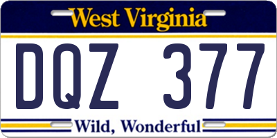 WV license plate DQZ377