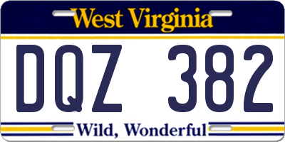 WV license plate DQZ382