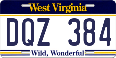 WV license plate DQZ384