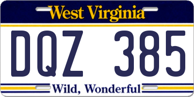 WV license plate DQZ385