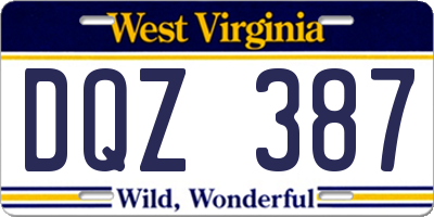 WV license plate DQZ387