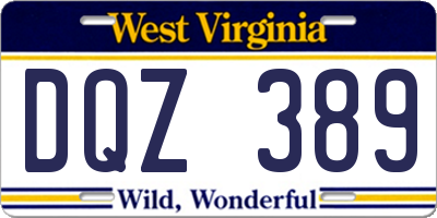 WV license plate DQZ389