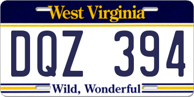 WV license plate DQZ394