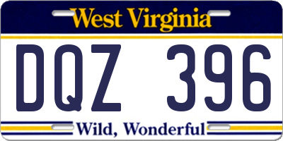 WV license plate DQZ396