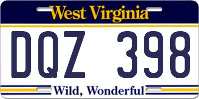 WV license plate DQZ398