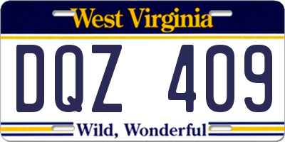 WV license plate DQZ409