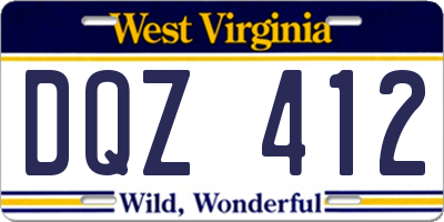WV license plate DQZ412