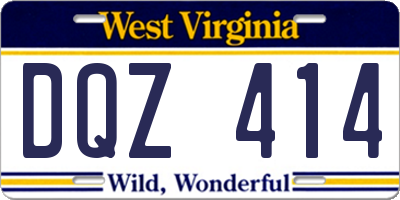 WV license plate DQZ414