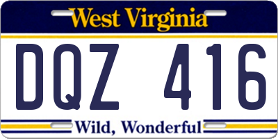WV license plate DQZ416
