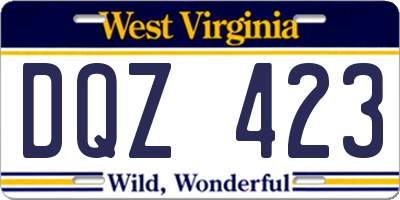 WV license plate DQZ423