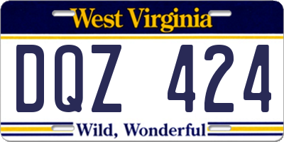 WV license plate DQZ424