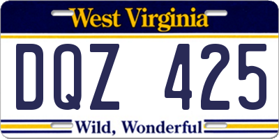 WV license plate DQZ425