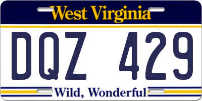 WV license plate DQZ429