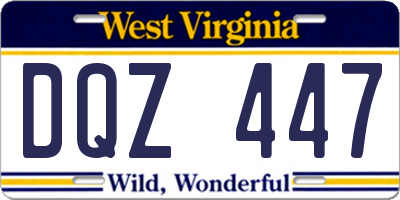 WV license plate DQZ447