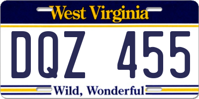 WV license plate DQZ455