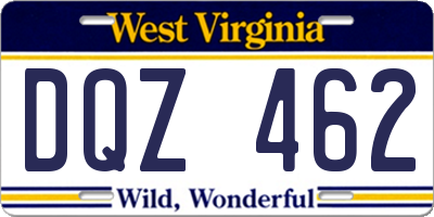 WV license plate DQZ462
