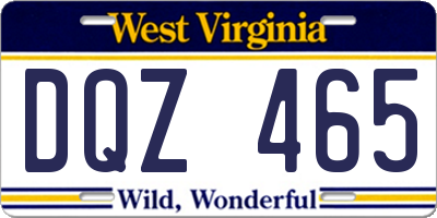 WV license plate DQZ465