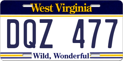 WV license plate DQZ477