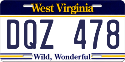 WV license plate DQZ478
