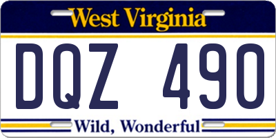WV license plate DQZ490