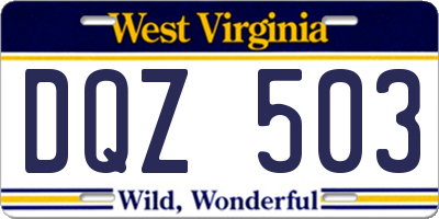 WV license plate DQZ503