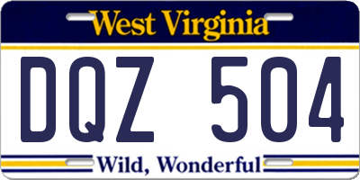 WV license plate DQZ504