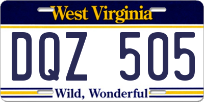 WV license plate DQZ505