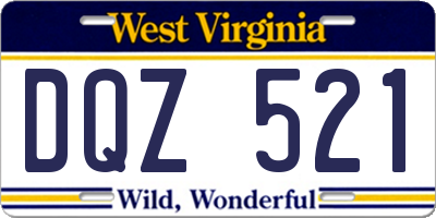 WV license plate DQZ521
