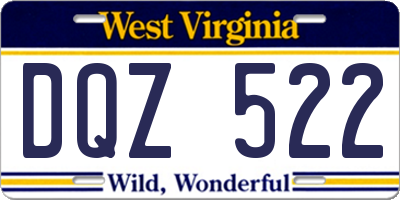 WV license plate DQZ522