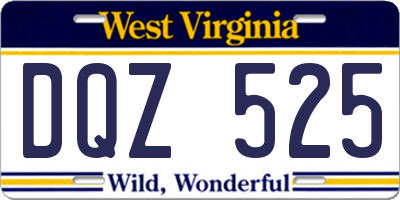 WV license plate DQZ525