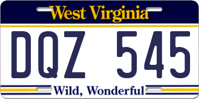 WV license plate DQZ545