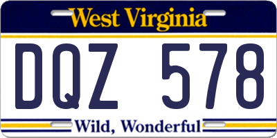 WV license plate DQZ578