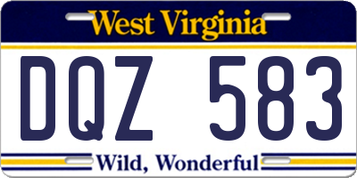 WV license plate DQZ583