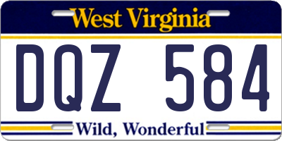 WV license plate DQZ584