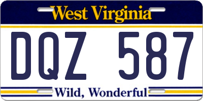 WV license plate DQZ587