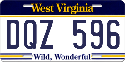 WV license plate DQZ596