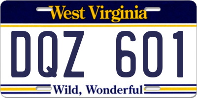 WV license plate DQZ601