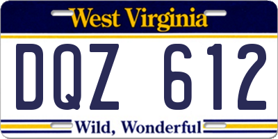 WV license plate DQZ612
