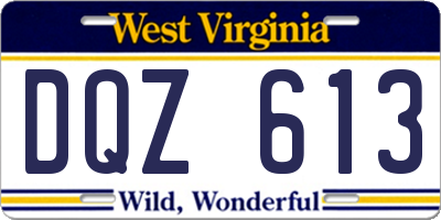 WV license plate DQZ613