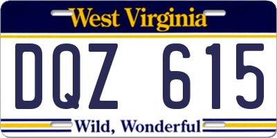 WV license plate DQZ615