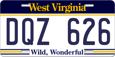 WV license plate DQZ626