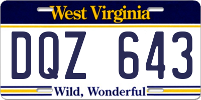 WV license plate DQZ643