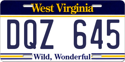 WV license plate DQZ645