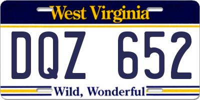 WV license plate DQZ652