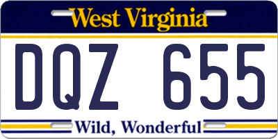 WV license plate DQZ655
