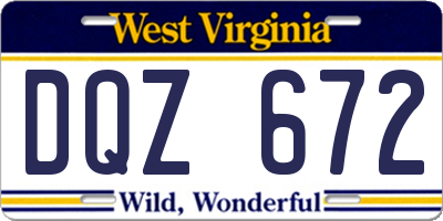 WV license plate DQZ672