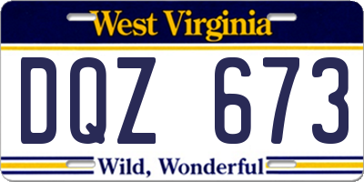 WV license plate DQZ673